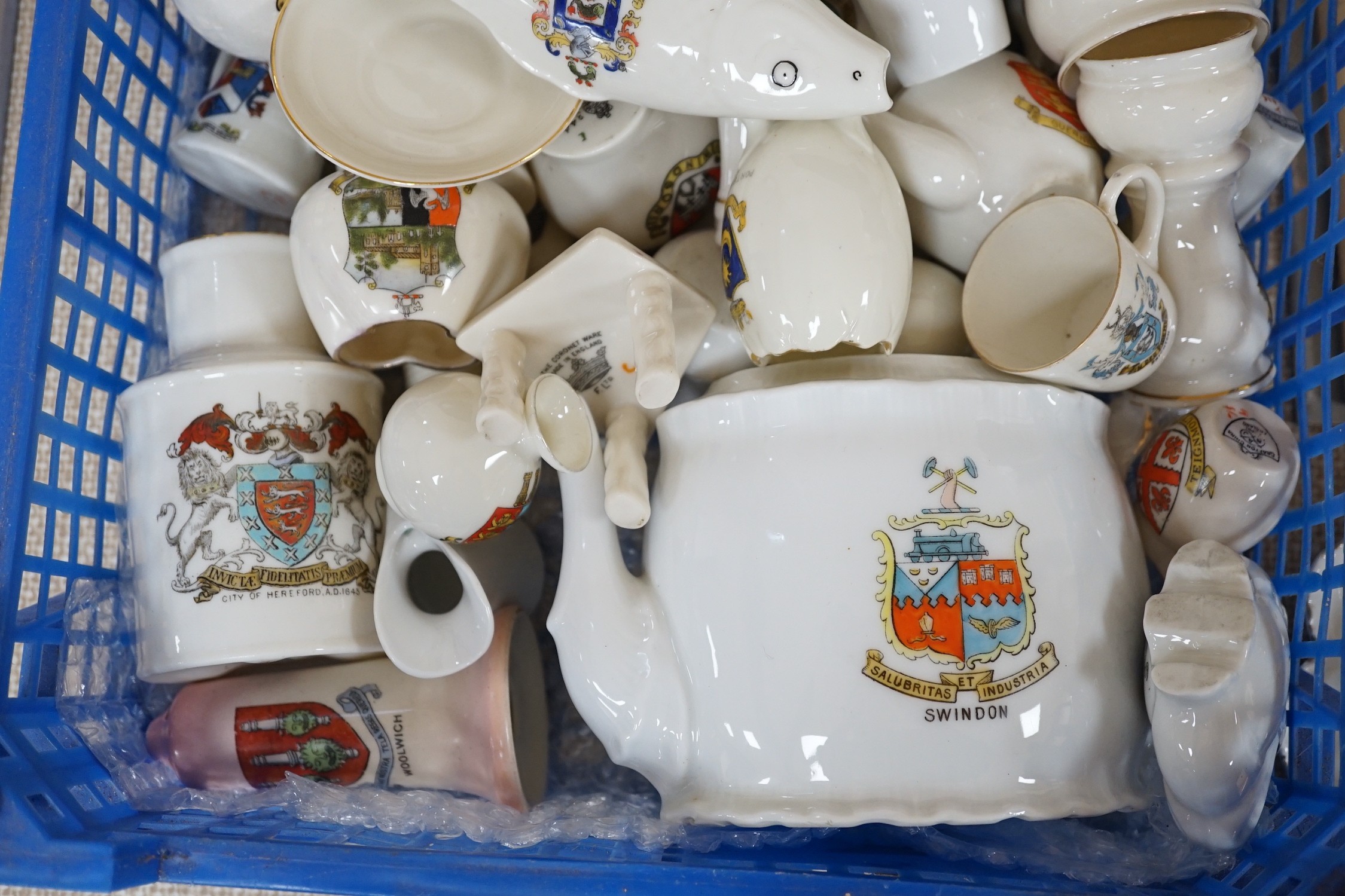 A collection of Goss and other crested china including several Brighton